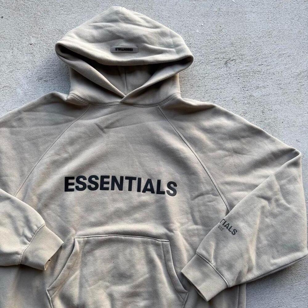 Fear of god essentials hoodie beige small